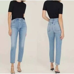 Agolde Women's Blue Nico High Rise Slim Ankle Jeans Pants Size 25 $188